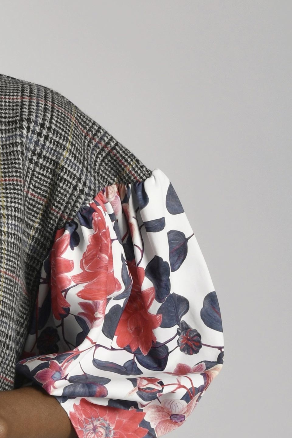 Tweed and Floral Dress [Grey]