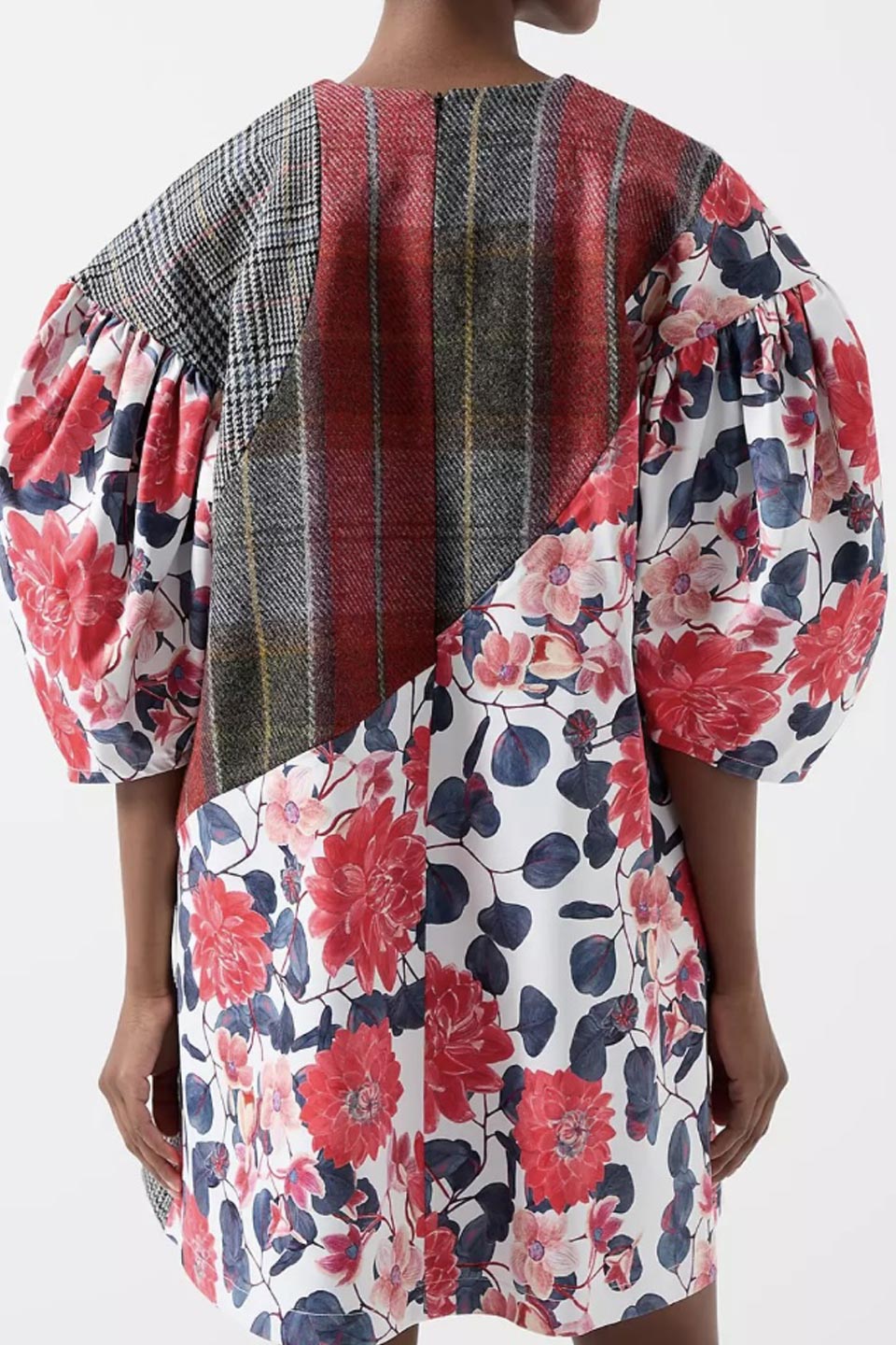 Tweed and Floral Dress [Grey]
