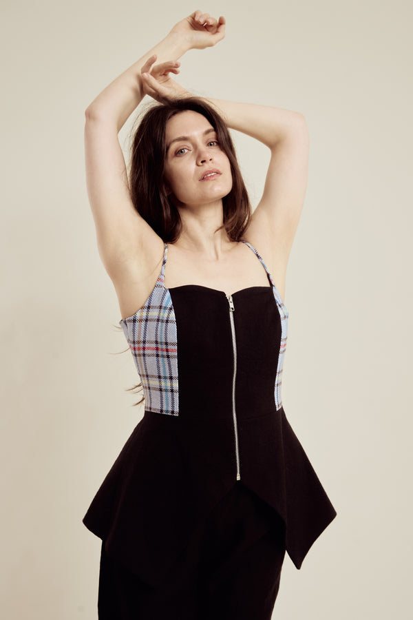 STRAP SLEEVE PEPLUM TOP - PRE-ORDER