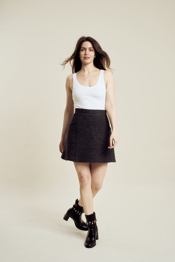 ANA SKIRT | BLACK HERRINGBONE TWEED - PRE-ORDER