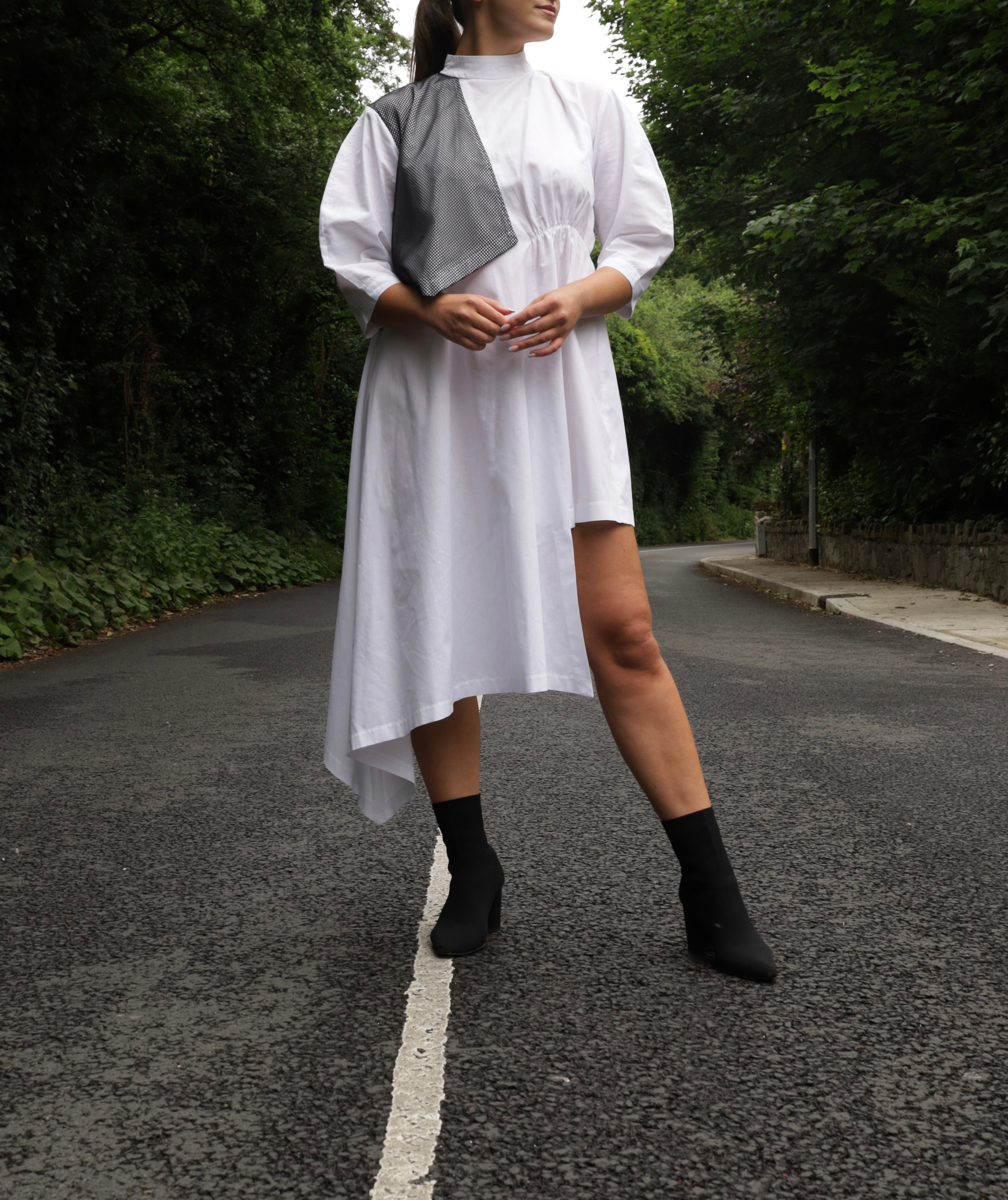 Asymmetrical contrast dress - Twirl Dress - Option III