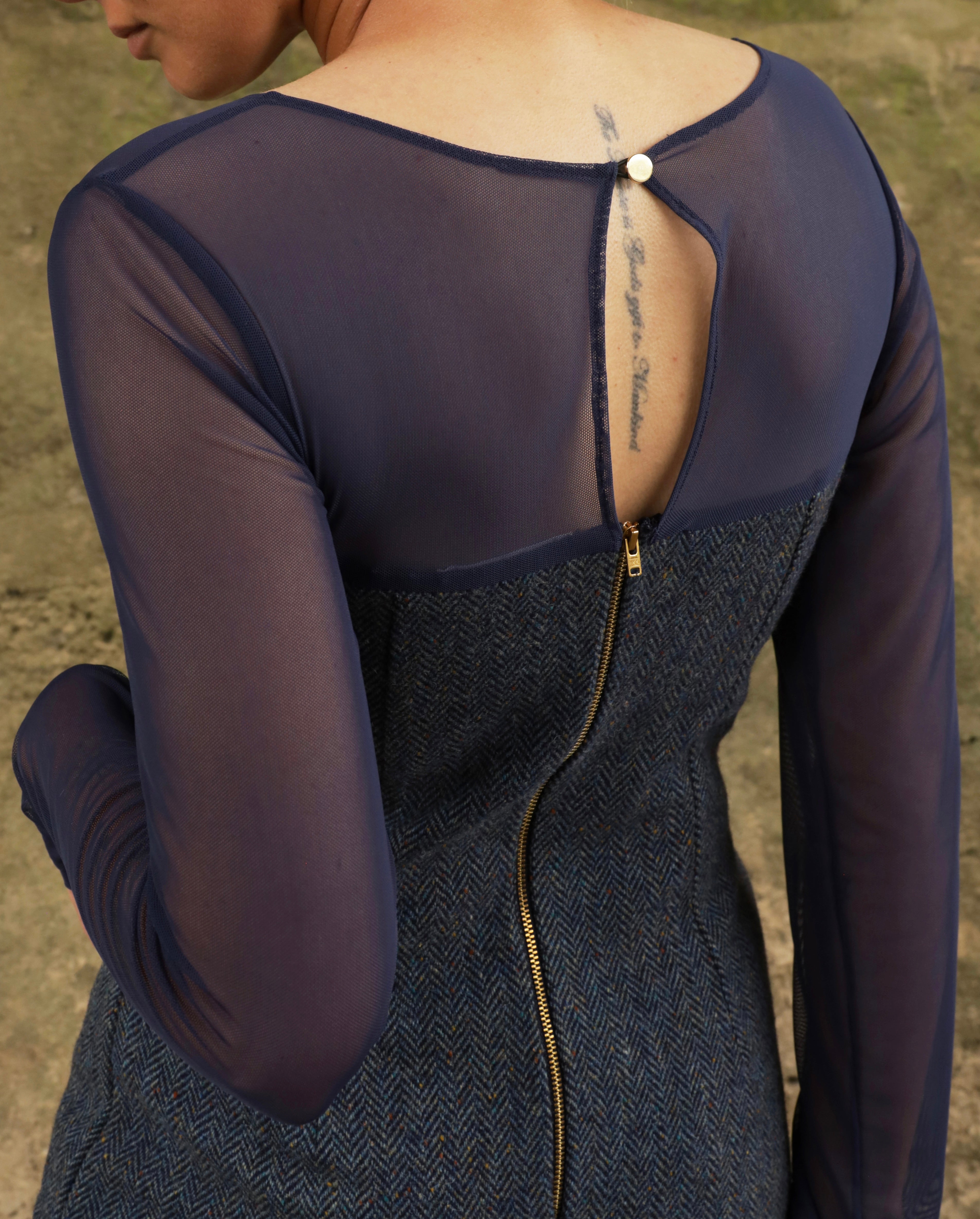 Tweed dress - Contrast Mesh - Bella Dress