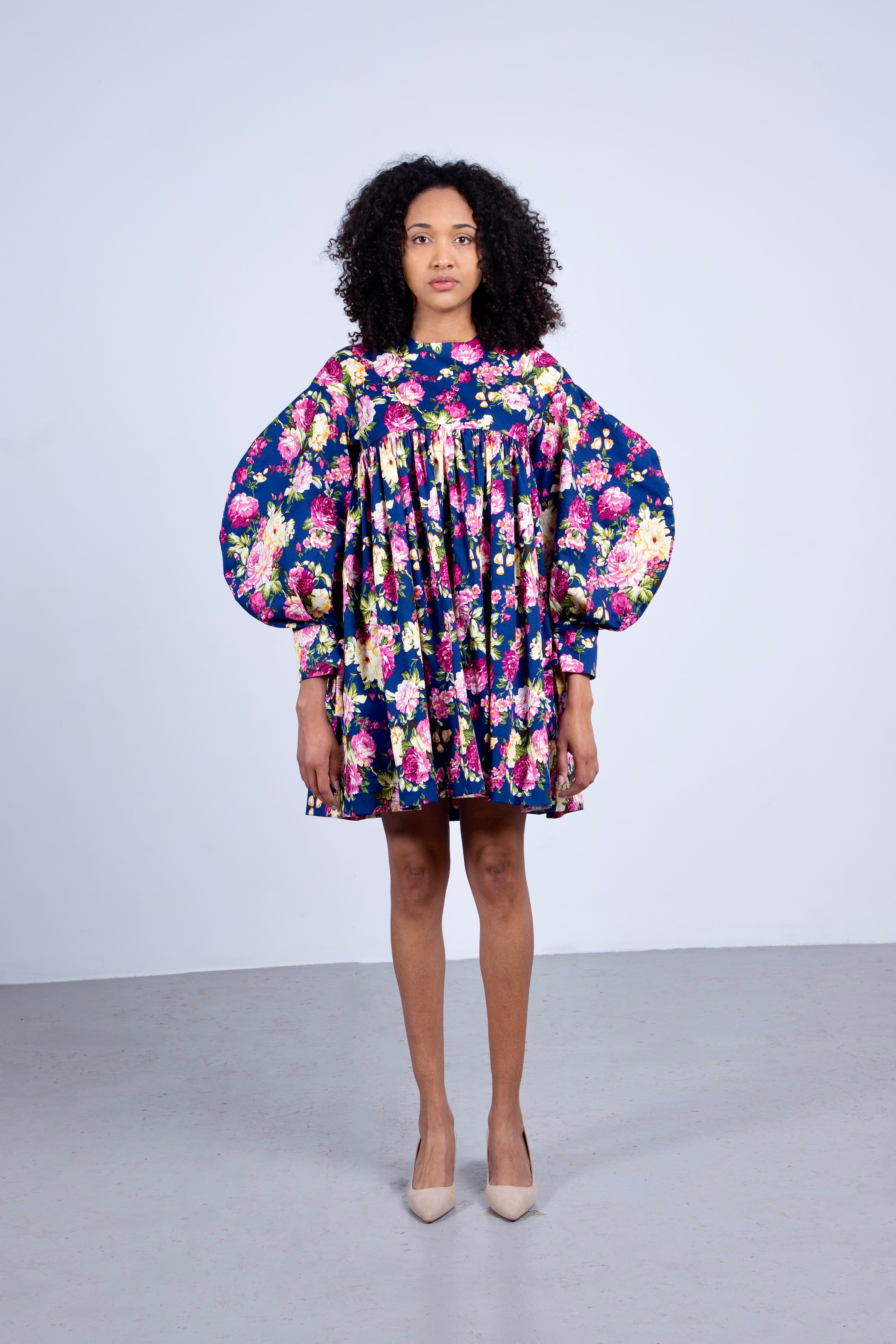 Balloon Sleeves Floral Dress