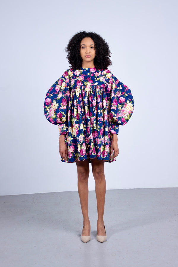 Balloon Sleeves Floral Dress