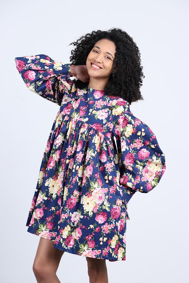Balloon Sleeves Floral Dress